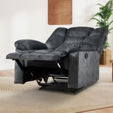 EBELLO Manual Recliner Chair for Adults with Soft Padded Headrest and Backrest, Overstuffed Single Recliner Sofa Chair for Living Room, Grey EBELLO