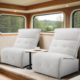 MCombo Wall Hugger Armless Power Recliner Chair with USB Ports, 29.5" Extra Wide Seat, Oversized Fabric Powered Reclining Sofa for Living Room, Small Space, ALR01 (Cream White) MCombo