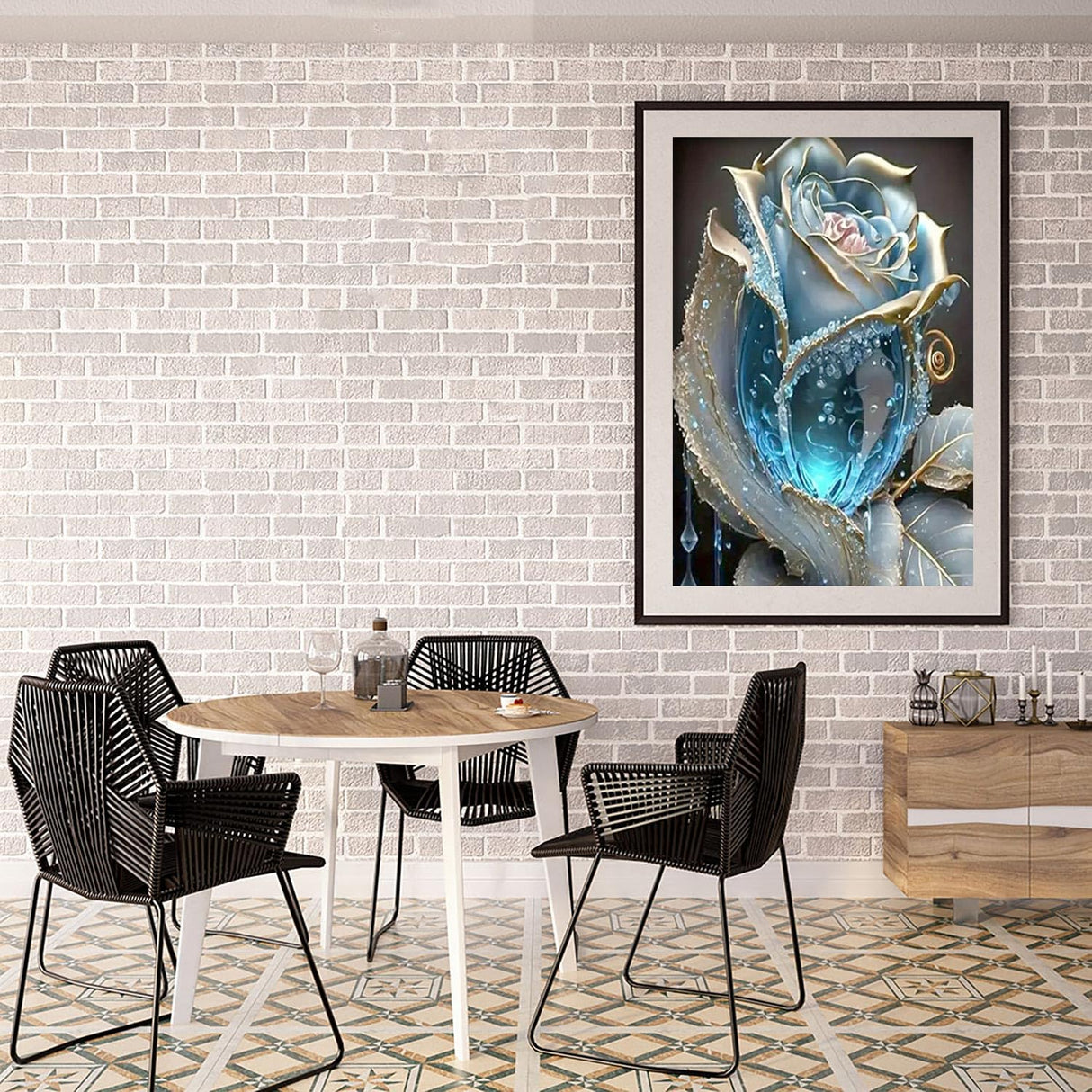 BOHADIY Rose Diamond Painting Kits for Adults-Flower Diamond Art Kits for Adults,Round 5D Floral Gem Art Kits for Adult DIY Crafts Kits Gift Home Wall Decor Gifts16x12inch BOHADIY