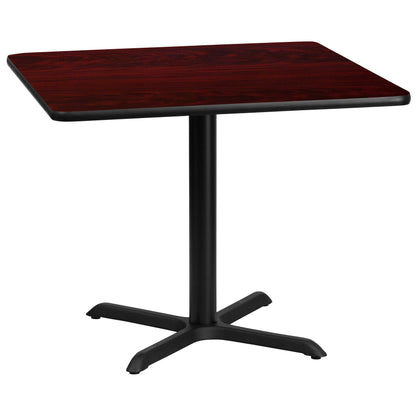 Flash Furniture 36'' Square Mahogany Laminate Table Top with 30'' x 30'' Table Height Base - WoodArtSupply