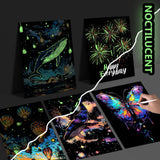 M MUGIT 8 Sheet Scratch Art Noctilucent Rainbow Painting Paper with Pen/Cleaning Brush, Glow in The Dark Engraving Scratchboard(A4) for Kids & Adult, ASMR Sketch Card Relaxing Toy (Butterfly/Dolphin) M MUGIT