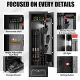 Zevemomo Gun Safes, 8 Gun Cabinet Rifle Safe for Home, Quick & Easy Access Gun Safe for Rifles and Pistols with LED Light & Drawer, Electronic Lock Zevemomo