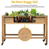 DWVO 47x18x31in Raised Garden Bed, Weather Resistant Poly Wood Planter Box Stand, Planter Box with Legs & Lockable Wheels, Elevated Garden Bed for Backyard Patio Balcony - Brown DWVO