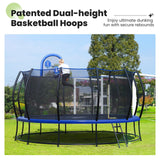 Zupapa 1800LBS Weight Capacity 2025 Double Frames Trampoline with No-Gap Design Curved Poles 16 15 14 12FT Trampolines for Kids with Enclosure Net Outdoor Trampolin for Children Adults Family Zupapa