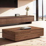 Mid-Century Modern Expandable Coffee Table (47.2"-81.8" Adjustable Centerpiece),Center Table with Large Storage for Living Room Living Rooms, Bedrooms, or Lounge Spaces,Walnut NessCarsti