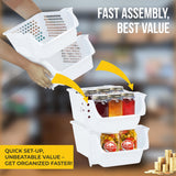 Skywin TidyFriend Stackable Storage Bins for Pantry, 4 Pack Stackable Bins For Organizing Food, Kitchen, and Bathroom Essentials (White) Skywin