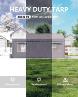 Hipicute 10 x 20 x 10 Ft Heavy Duty Carport with 180G Side Walls, Front and Rear Doors, Portable Garage for Trucks, Boats, and SUVs - Gray Hipicute