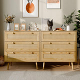 FURNIinspire 3 Drawer Dresser for Bedroom, Boho Dresser Chest with Handles for Bedroom Hallway Living Room FURNIinspire