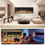 Riseon 36 Inch Electric Fireplace Heater, Recessed in-Wall and Wall-Mounted Linear Heater Fireplace,13 Adjustable Flame Color and 5 Brightness,Touch Screen & Remote Control,1500/750W, Black Riseon