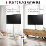 AOKCOS Swivel TV Floor Stand for 32-65 Inches TVs, 8 Level Height Adjustable Corner Small TV Stand Mount for Living Room/Bedroom, Holds up to 88 lbs,MAX VESA 400x400mm,White AOKCOS