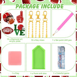 Yinkin 15 Pcs Football Diamond Art Keychains 5d Diamond Painting Keychain Football Party Decoration DIY Ornaments Pendant Kits for Adult Yinkin