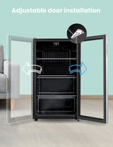 COMFEE' CRV115TAST Cooler, 115 Cans Beverage Refrigerator, Adjustable Thermostat, Glass Door With Stainless Steel Frame, Reversible Hinge Door And Legs For Home, Apartment COMFEE'