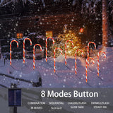 Bstge Christmas Decorations Outdoor, 10 Pcs Candy Cane Lights, 21'' Solar Pathway Lights with 8 Lighting Modes, Waterproof Garden Lights for Christmas Patio Yard Walkway Decorations Bstge
