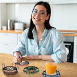 8 Pcs Halloween Diamond Art Coasters Kit for Adults - Round Full Drill Horror Diamond Painting Coasters Set with Holder,DIY Diamond Dot by Number Coaster Art and Craft for Home Wall Decor Gifts Ammklfh