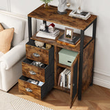 Homeiju Storage Cabinet, Bathroom Storage Cabinet Organizer with 3 Removable Drawers and 1 Door, Industrial Floor Storage Cabinet for Kitchen, Living Room, Bathroom, Home Office Homeiju