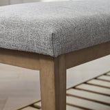 Zihanhome Entryway Bench, Chenille Upholstered Shoe Benches for Bedroom, Ottoman Benches with Solid Wood Shelf, Storage Bench for Hallway, Living Room(Grey) Zihanhome