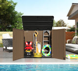 HOMSPARK Storage Shed Weather Resistance, Multi-Purpose Outdoor Storage Cabinet for Backyards and Patios, Horizontal Storage Shed for Lawnmower, Patio Accessories (Brown, X Large - 48 cu.ft) HOMSPARK