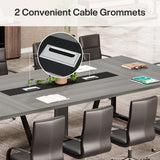 Tribesigns 8FT Large Conference Table for 10 People, Industrial 94.5-Inch Meeting Table with Two Grommets, Rectangular Podcast Training Table for Home Office, Studio, Business, 2 PCS Tribesigns