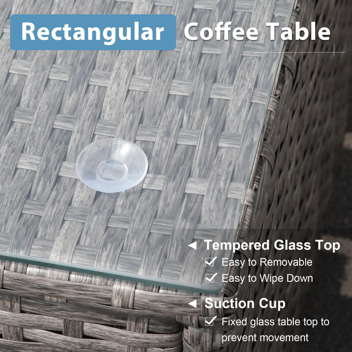 JOIVI 9 Pieces Outdoor Patio Furniture Set with 45” Fire Pit Table, Rattan Patio Conversation Set with 50000 BTU Gas Fire Pit, Wicker Outdoor Sectional Sofa Set with Storage Box and Coffee Table, Gray JOIVI