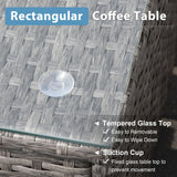 JOIVI 9 Pieces Outdoor Patio Furniture Set with 45” Fire Pit Table, Rattan Patio Conversation Set with 50000 BTU Gas Fire Pit, Wicker Outdoor Sectional Sofa Set with Storage Box and Coffee Table, Gray JOIVI