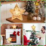Nativity Christmas Tree Topper Lighted Star Tree Topper Treetop for Christmas LED 3D Nativity Theme Christmas Tree Decorations Wooden Treetop Xmas Tree Decor Ornaments Nativity Tabletop 10 X 8.5 in Justforjoyful