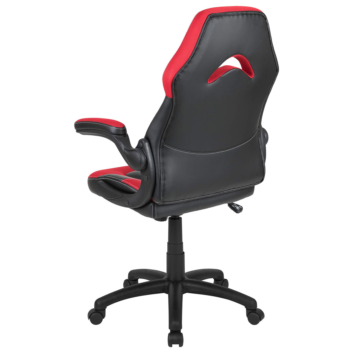 Flash Furniture X10 High-Back LeatherSoft Racing Style Gaming Chair with Flip-Up Arms, Ergonomic Padded Swivel Computer Chair, Red/Black Flash Furniture