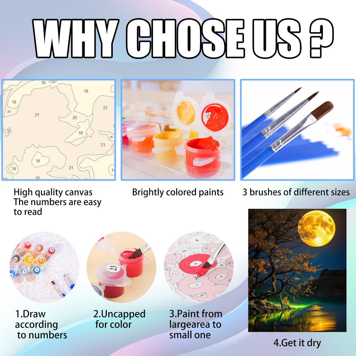 Ausanrl Moon Paint by Numbers Kits for Adults-Moon Paint by Numbers Adult,DIY Oil Painting Art Acrylic Adult Paint by Number Kits on Canvas Perfect for Gifts Home Wall Decor 16x20inch Ausanrl