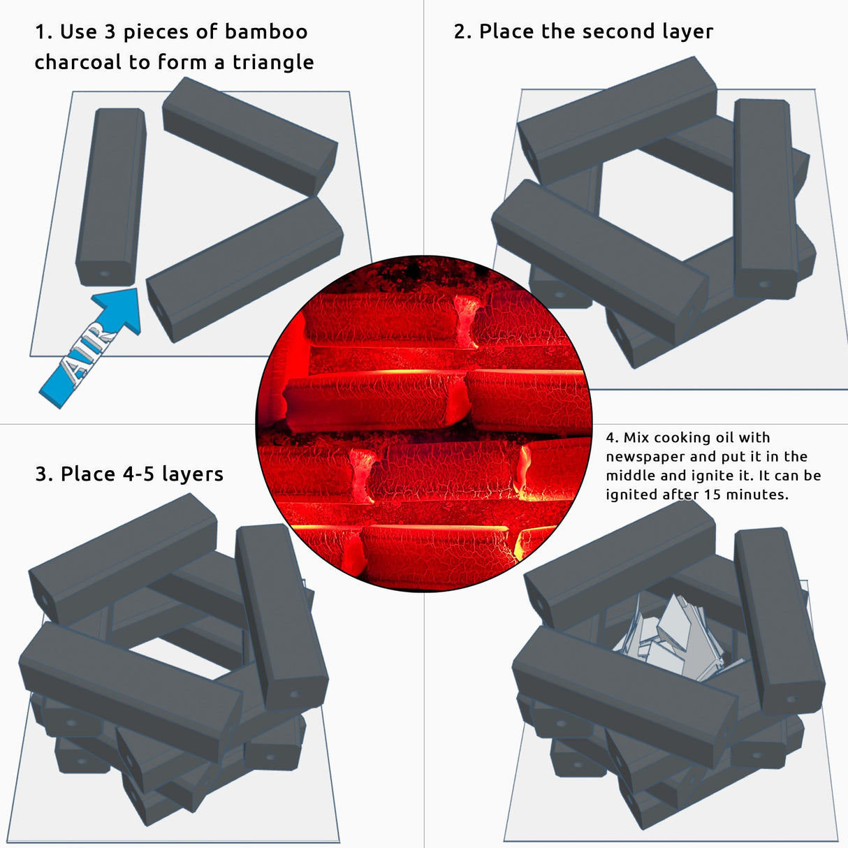 BBQ Bamboo Charcoal,Premium BBQ Experience,100% Natural,Chemical-Free,Smokeless Bamboo Charcoal,Up to 7 Hours of Continuous Use,Long-Lasting Charcoal Fuel,10-Pound Packaging WoodArtSupply