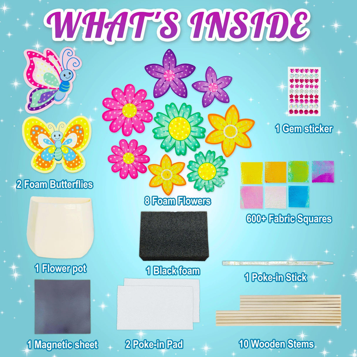 AGENTLAN Art & Craft Activity, Poke Fun Flower Bouquet Craft Kit, Fun & Easy Art Kits for Kids, DIY Garden Kids Activities, Gifts for Girls and Boys 3 4 5 6 7 8 9 AGENTLAN