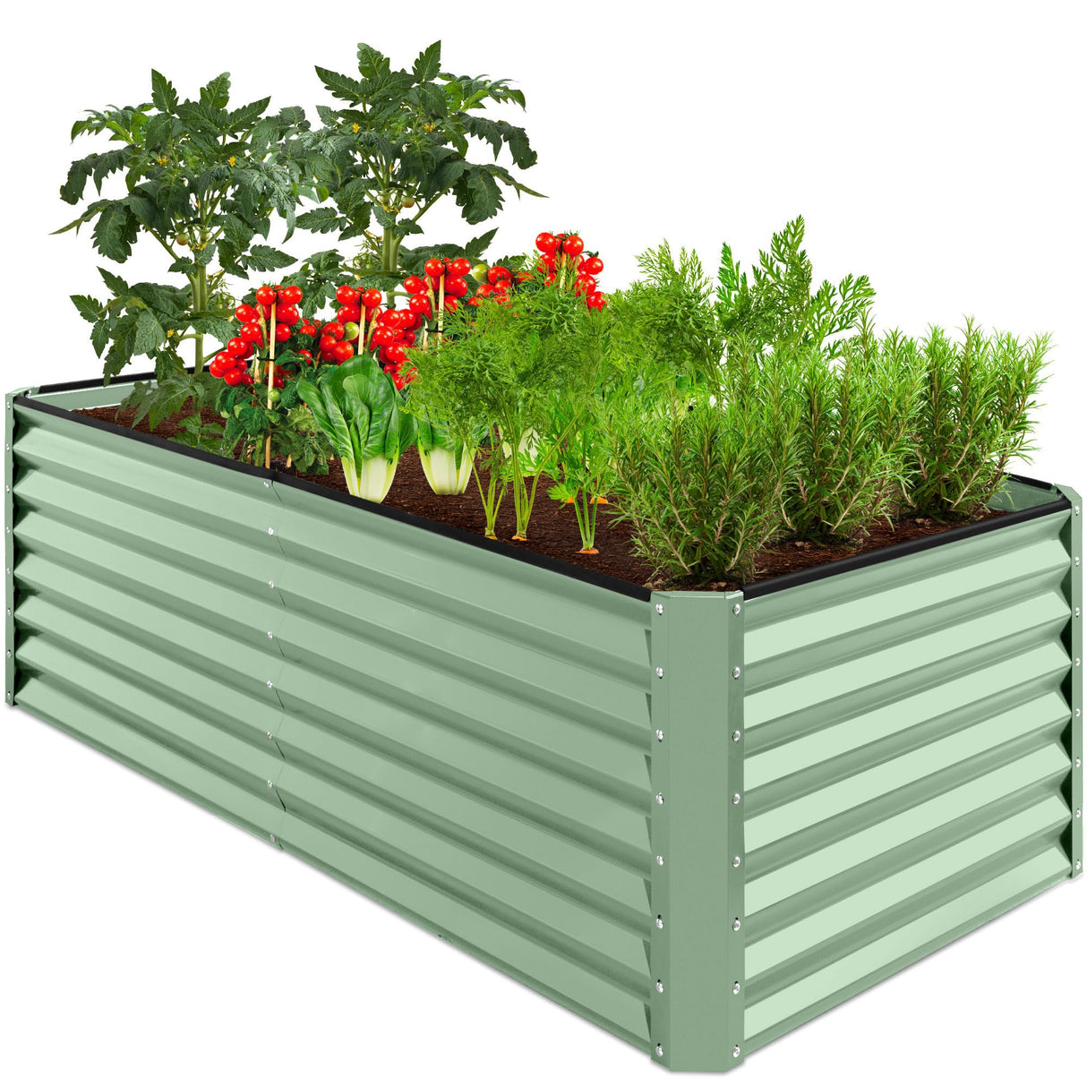 Best Choice Products 6x3x2ft Outdoor Metal Raised Garden Bed, Deep Root Box Planter for Vegetables, Flowers, Herbs, and Succulents w/ 269 Gallon Capacity - Sage Green Best Choice Products