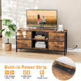 YaFiti TV Stand Dresser for Bedroom, Entertainment Center with Power Outlet for 50" TV, Dressers with 4 Fabric Drawers & Open Shelves for Living Room, Bedroom, Entryway, Rustic Brown YaFiti
