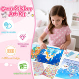 Gem Art Sticker Kit, Arts and Crafts for Kids Age 4-12, 8 Unicorn Princess Themes Diamond Art Kit, Gemstone Sticker Crafts Christmas Birthday Gifts for Girls Ages 4,5,6,7,8 Year Old (Unicorn) Fortand