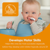 NumNum Baby Spoons Set, Pre-Spoon GOOtensils for Kids Aged 6+ Months - First Stage, Baby Led Weaning (BLW) Spoon - Self Feeding, Silicone Toddler Food Utensils - 2 Spoons, Olive/Navy NumNum