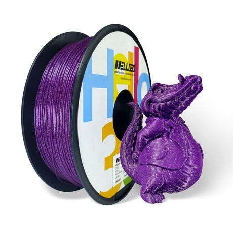 HELLO3D Purple Glitter PLA Filament 1.75mm, 3D Printing Sparkly Shining PLA Filament 1KG/Spool, Starry Sky Flash Surface, Dimensional Accuracy +/- 0.05 mm, Compatible with Most FDM 3D Printers/Pens HELLO3D
