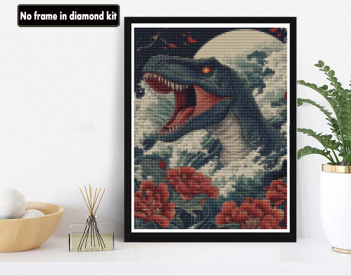VAIIEYO 5D DIY Dinosaur Diamond Art Kits for Adults, Diamond Painting Animal, Diamond Painting Kit Full Drill Round Rhinestone Craft Canvas for Home Wall Decor Gift 12x16 inch/30x40 cm VAIIEYO