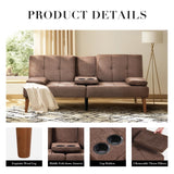 COLAMY Futon Sofa Bed-Fabric Small Couch, Convertible Sofa Bed with 2 Cup Holders, Removable Soft Armrest, Adjustable Backrest for Dorm/Bedroom/College COLAMY