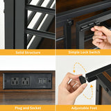 DWVO Dog Crate Furniture with Storage Shelves, Heavy Duty Dog Crate with Charging Station, 39 Inch Dog Kennel Indoor Furniture for Large Dogs, Modern Decorative Dog Crate with Double Doors, Brown DWVO