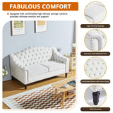 SUJOUCRAFT Chesterfield Camelback Chair & Loveseat, Living Room Soft Fabric Sofa Couch Set, Mid-Century Elegant Sectional Couches with Deep Seat Tufted Backrest (Velvet-Camelback-1+2, White) SUJOUCRAFT