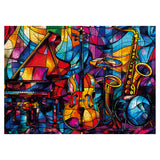 Stained Glass Music Puzzle for Adults 1000 Pieces, Colorful Art Jigsaw Puzzle, Piano Violin Puzzle BBOLDIN