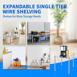 YSSOA Heavy Duty Shelving Unit, Wire Metal Stackable Storage, 1-Tier Shelf, Chrome, 15" W x 13.8" D x 15" H YSSOA