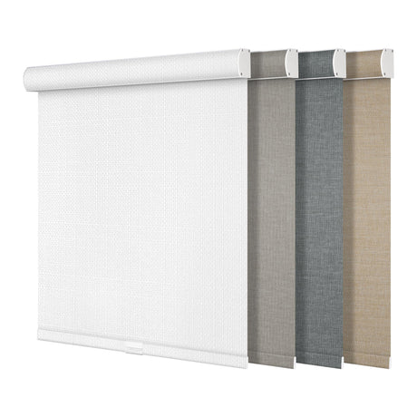 Boolegon Blackout Roller Shades for Windows,Cordless,Linen Fabric,Roller Blinds,Thermal Insulated Fabric UV Protection,Window Shades for Home,Office,Bedroom,Door,Blackout-White,Custom Size Boolegon