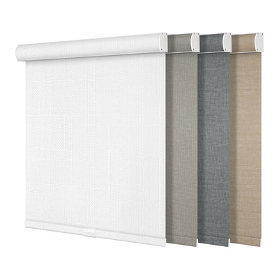 Boolegon Blackout Roller Shades for Windows,Cordless,Linen Fabric,Roller Blinds,Thermal Insulated Fabric UV Protection,Window Shades for Home,Office,Bedroom,Door,Blackout-White,Custom Size