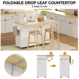 IRONCK Kitchen Island with Storage, 47.2in Rolling Island on Wheels, Kitchen Cart with Drop Leaf, 3 Spacious Drawers, Storage Cabinets and Towel Rack for Home, Dining Room IRONCK