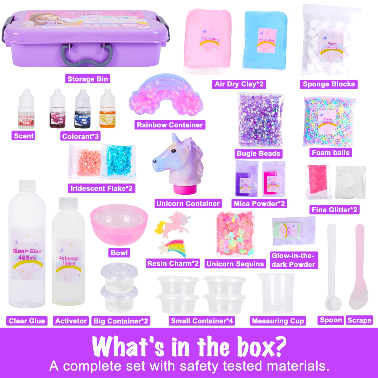 Unicorn Slime Making Kit for Girls - DIY Fluffy Slime Creation Kit with Super Birthday Party Favors Carolart