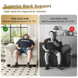 KKL J-Shaped Modular Sectional Sofa, 5 Seater Cloud Couch with Ottoman, Chenille Sectional Couches for Living Room, Apartment, Beige KKL