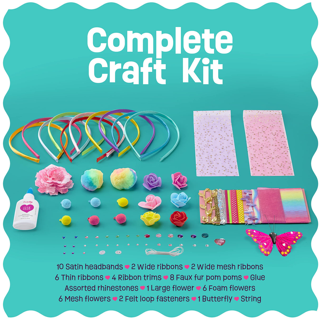 Headband Making Kit for Girls - Make Your Own Fashion Headbands for Kids - DIY Hair Accessories Set - Arts & Crafts Easter Gift for Ages 5-12 Year Old Girl - Little Children's Art & Craft Gifts Pretty Me