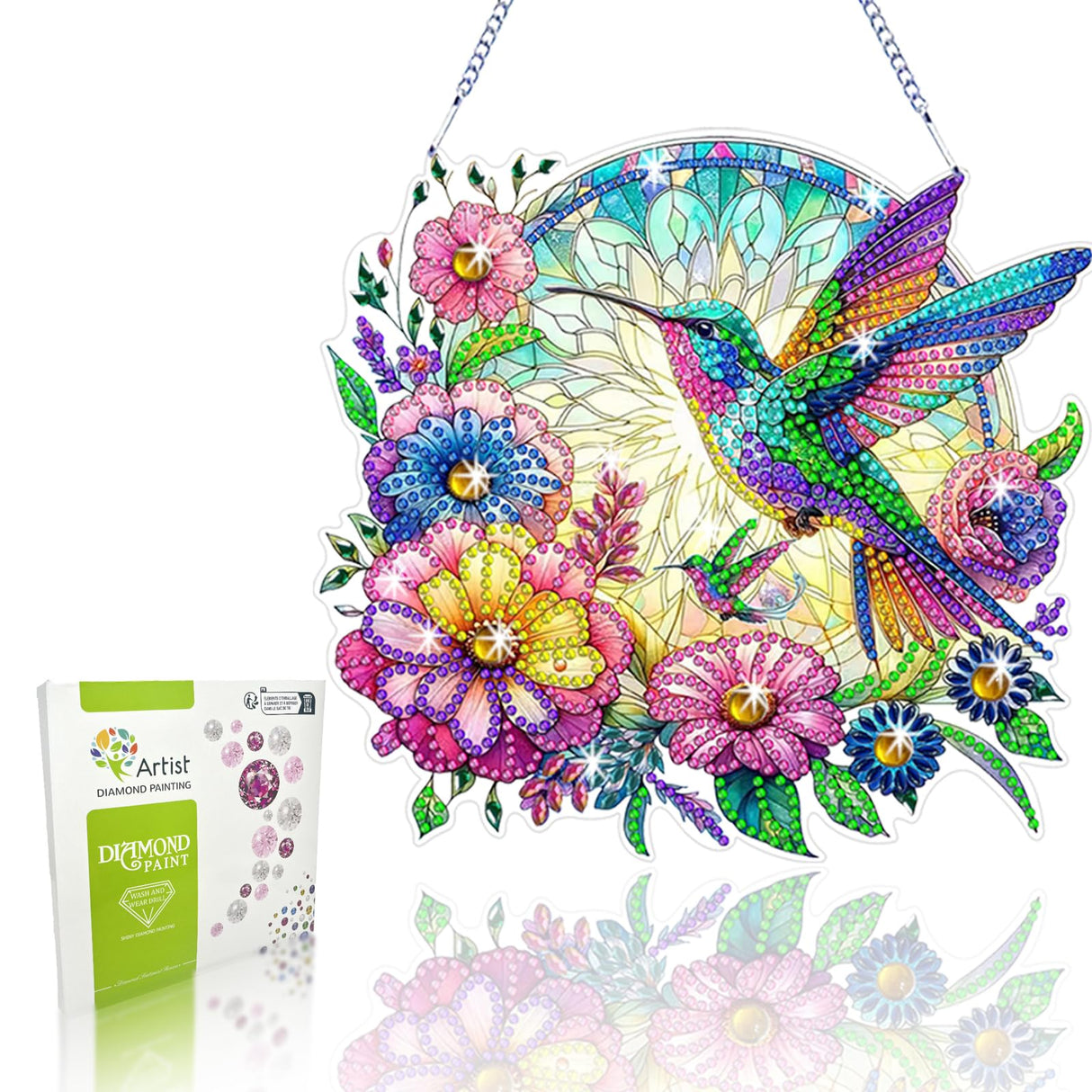 VNRGG Hummingbird Diamond Art suncatcher,DIY Special Shape Hanging Diamond Art,Suitable for Sparkling Garden, Window Wall Decoration Painting,Box Set. VNRGG
