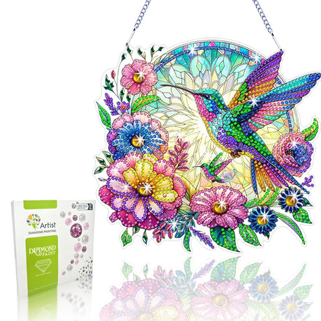 VNRGG Hummingbird Diamond Art suncatcher,DIY Special Shape Hanging Diamond Art,Suitable for Sparkling Garden, Window Wall Decoration Painting,Box Set. VNRGG