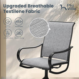 PHI VILLA Patio Dining Set for 6, Large Metal Table and 6 Outdoor Swivel Dining Chairs with Textilene Mesh Fabric, All Weather Patio Dining Furniture Set for Deck Lawn Garden (Gray) PHI VILLA