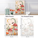Framed Paint by Numbers Kit for Adults Beginner & Kids Ages 8-12, Moon Mushroom Forest Paint by Number with Frame, Easy Acrylic Butterfly Painting by Numbers Kit on Canvas 8x12 inch Fountor
